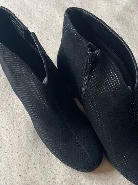 David Tate Black Perforated Ankle Booties with Side Zip BEST OFFER
